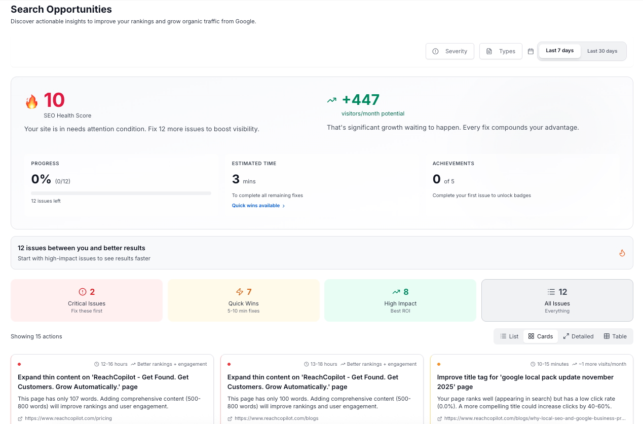 ReachCopilot Search Opportunities Detection